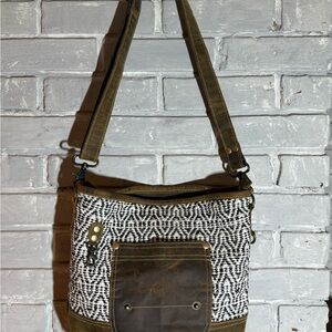 Myra Bag Brown and Cream Interior Tote